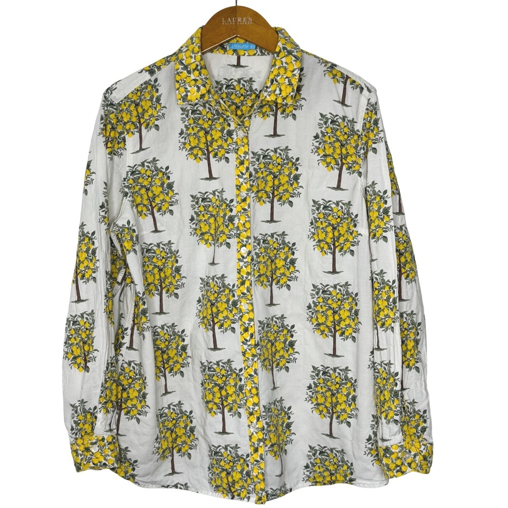 J. McLaughlin Lois Lemon Tree Button Front Top‎ XL